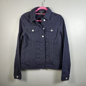 Long Tall Sally Denim Jacket 100% Cotton Dark Blue Womens Size US 6 Layer